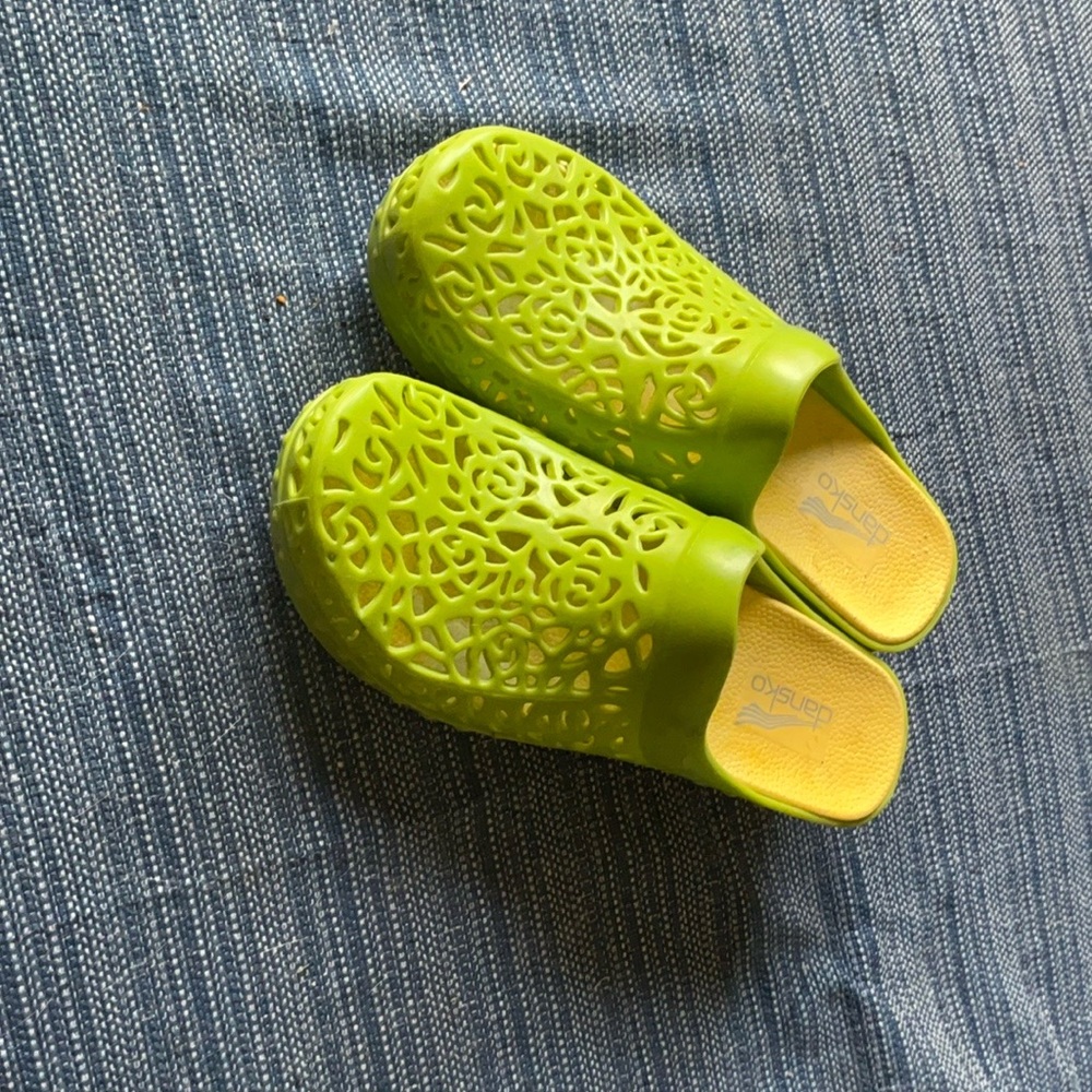 Dansko Blue and Green Perforated Mules - Picture 8 of 8